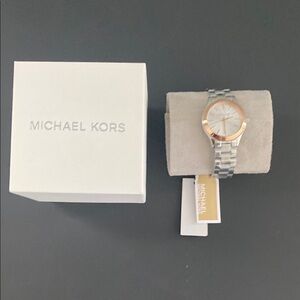 Michael Kors Silver and Rose Gold Watch